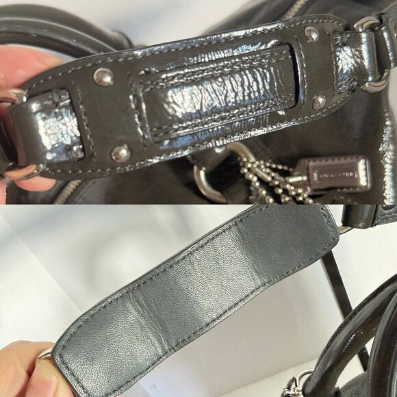 COACH Madison Sabrina Patent Leather Satchel 14179 Olive-Grey Shoulder Bag - Picture 10 of 16